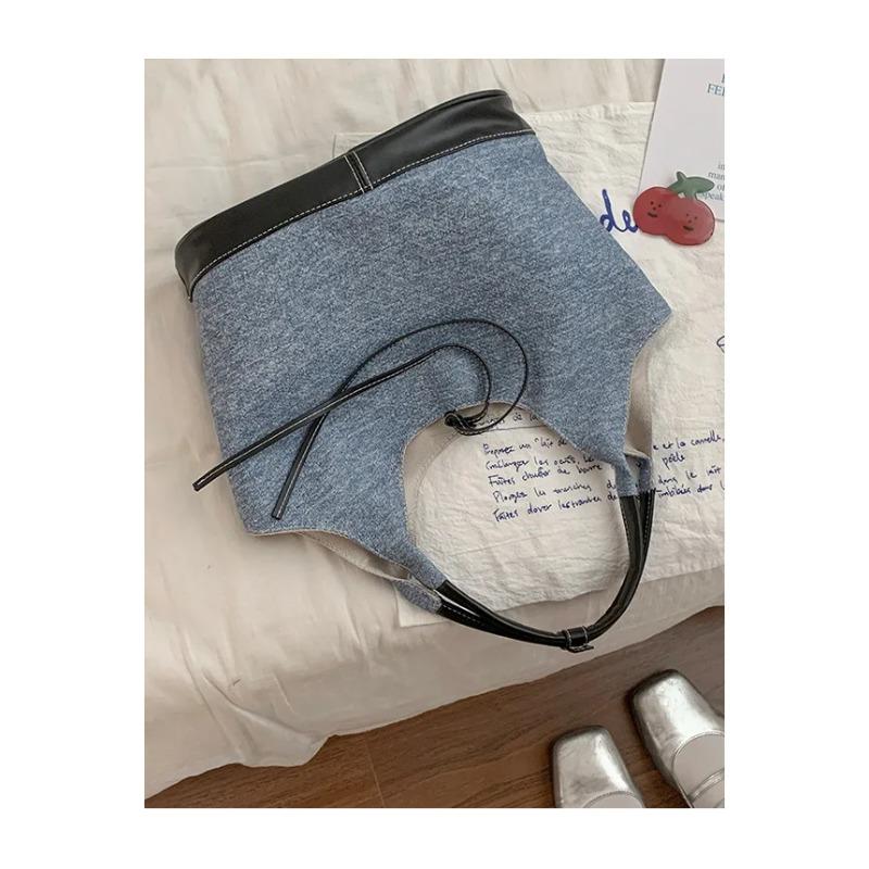 

Large Capacity Women s Simple Shoulder Bag Ctrast Colour Female New Underarm Bags Casual Fashi Ladies Tote Purse Handbags синий