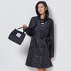 Fashion Retro Double Breasted Fitted Waist Trench Coat Raincoat Adult Women Outwear Poncho Mid Length Long Length Travel Big Belt