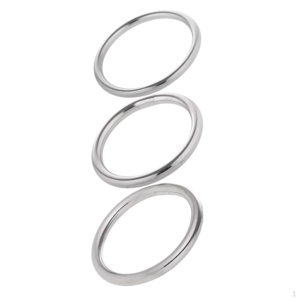 3x Seamless Stainless Steel O Round Rings Circle Craft Webbing Boat
