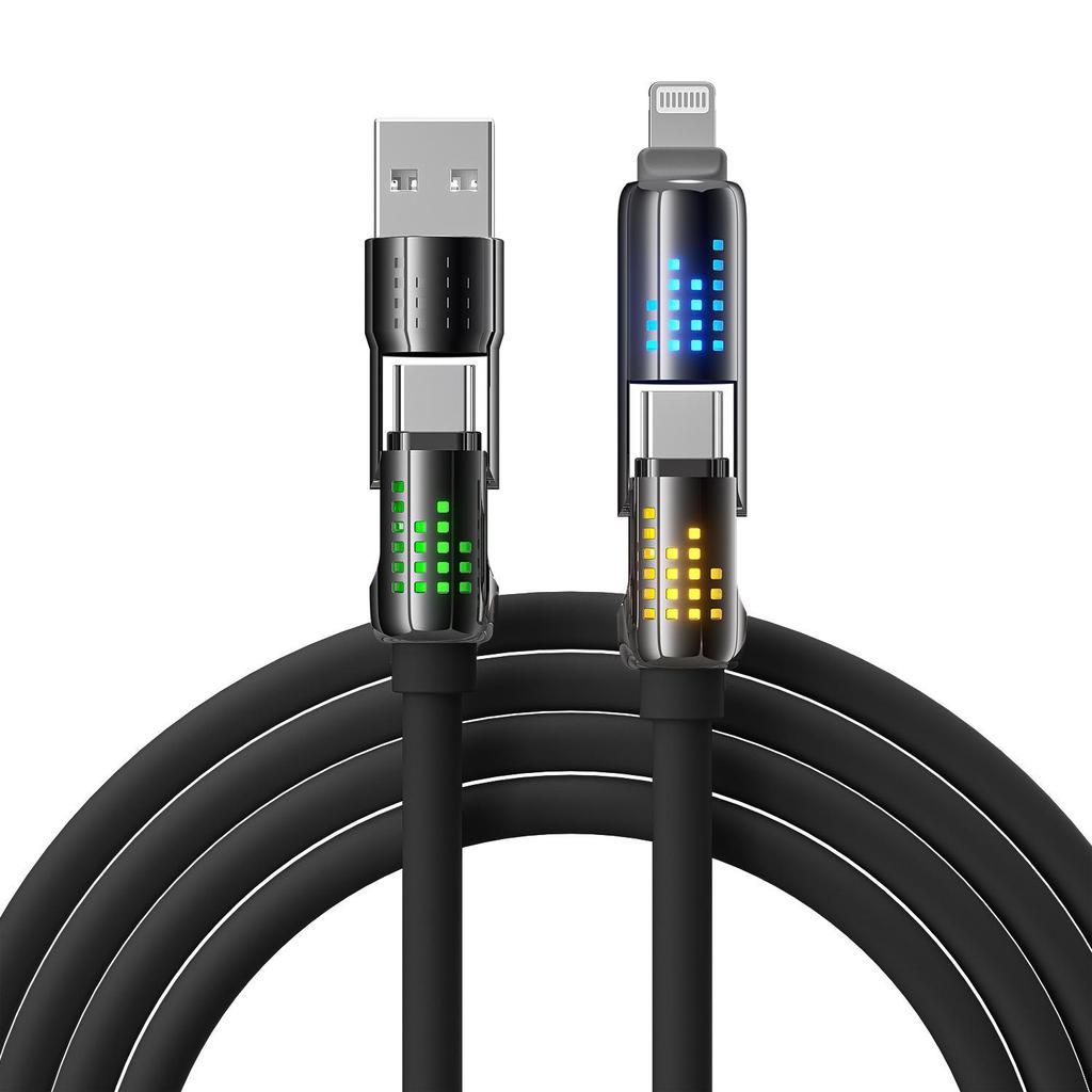 240W Fast Charging Multi-Function Type-C Cable with Colorful Breathing Light for Mobile Phones and Cars
