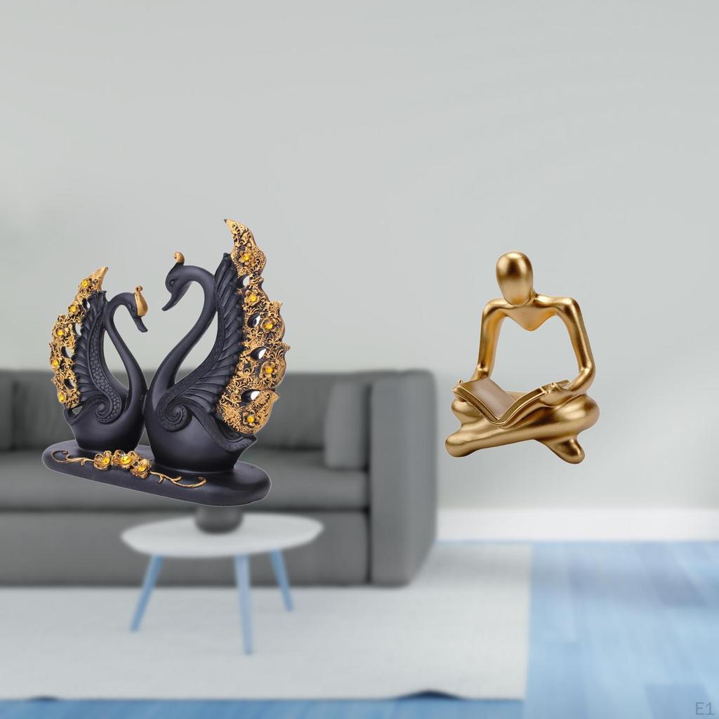 Swan Thinker Resin Figurine European Art Abstract Sculpture Animal Statue for Entrance Desk