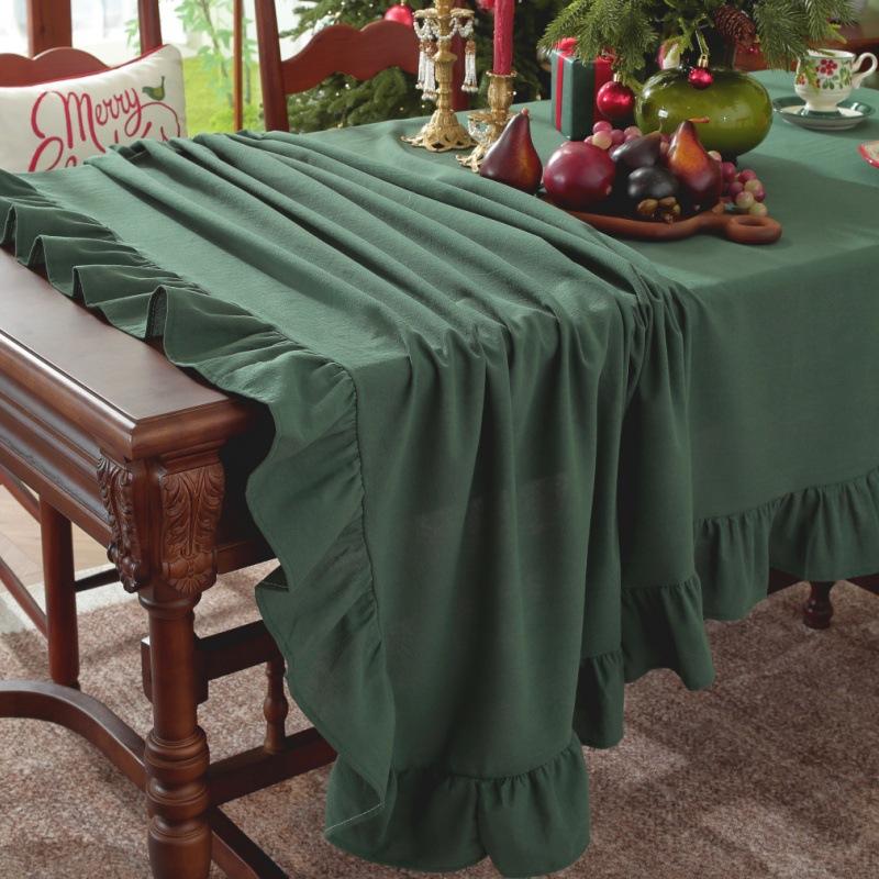 Retro Ruffle Tablecloth Cotton Washable Table Cover Tablecloths For Rectangle Table Baby Shower Kitchen Party Wedding Decor