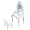 1 Set 1:12 Practical Realistic Durable Portable Miniature Dressing Table Stool Kit Doll Accessories for Micro Landscape Mini Wooden Dresser