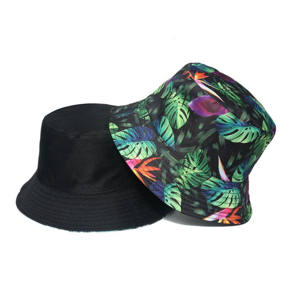 

Polyester Fishing Cap Plant Leaves Panama Cap Summer Bucket Hats Camping Hiking