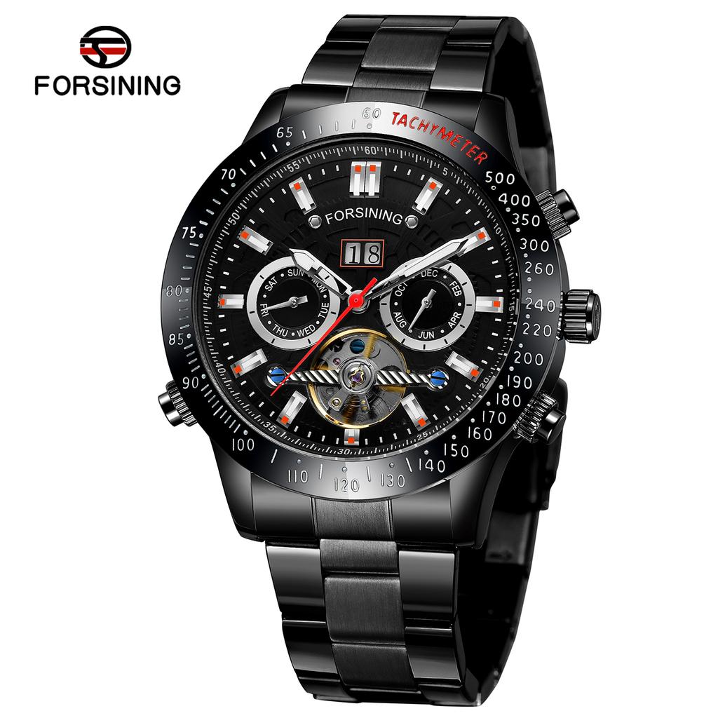 Montre Pour Homme Forsining Branded Stainless Steel Gold Noble Water Resistant Tourbillon Custom Mens Automatic Mechanical Watch