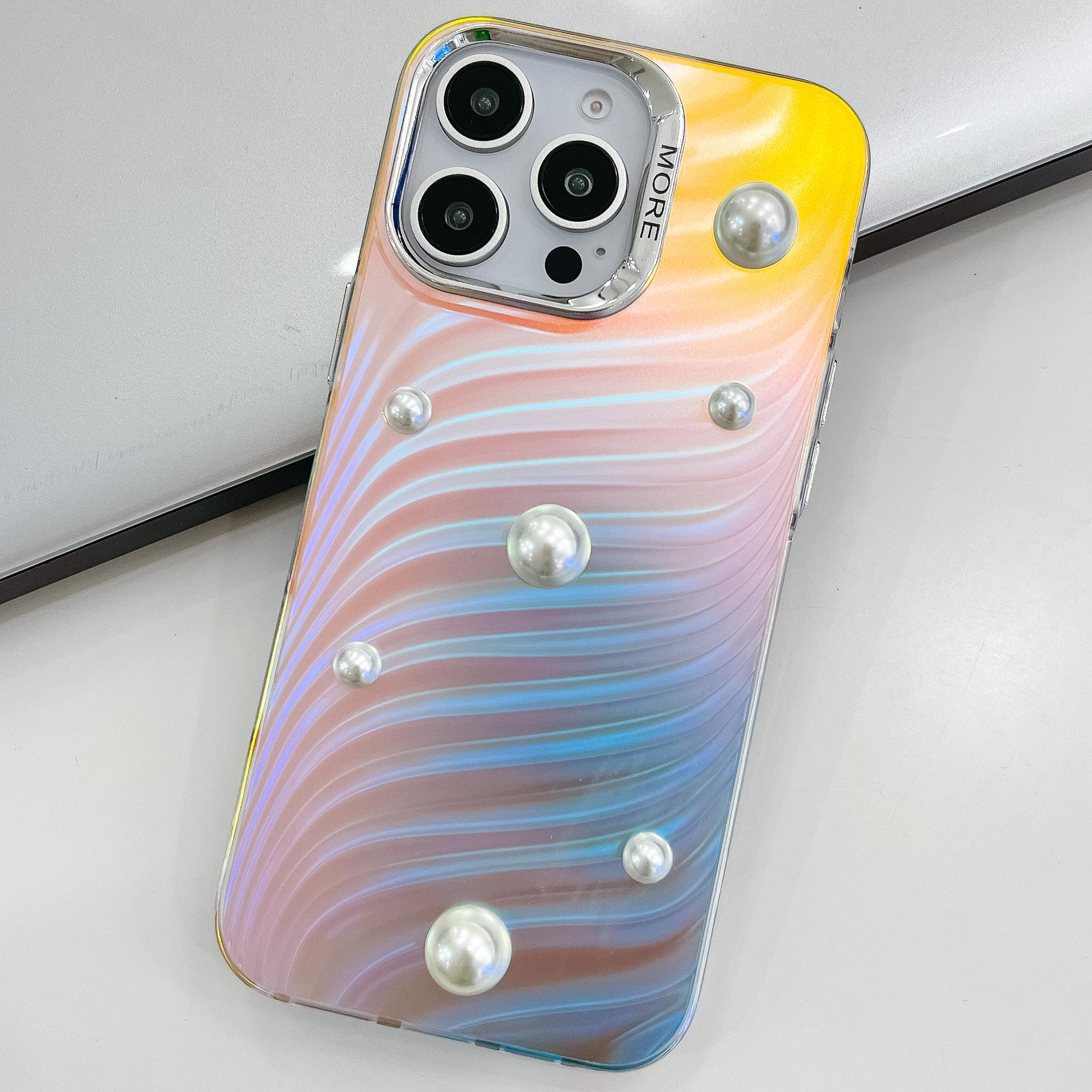 

Гальванізований Лазер для Чохол для мобільного телефону IPhone16E для Apple 15PROMAX Трендовий Перламутровий 14 Захисний чохол For iPhone13Promax