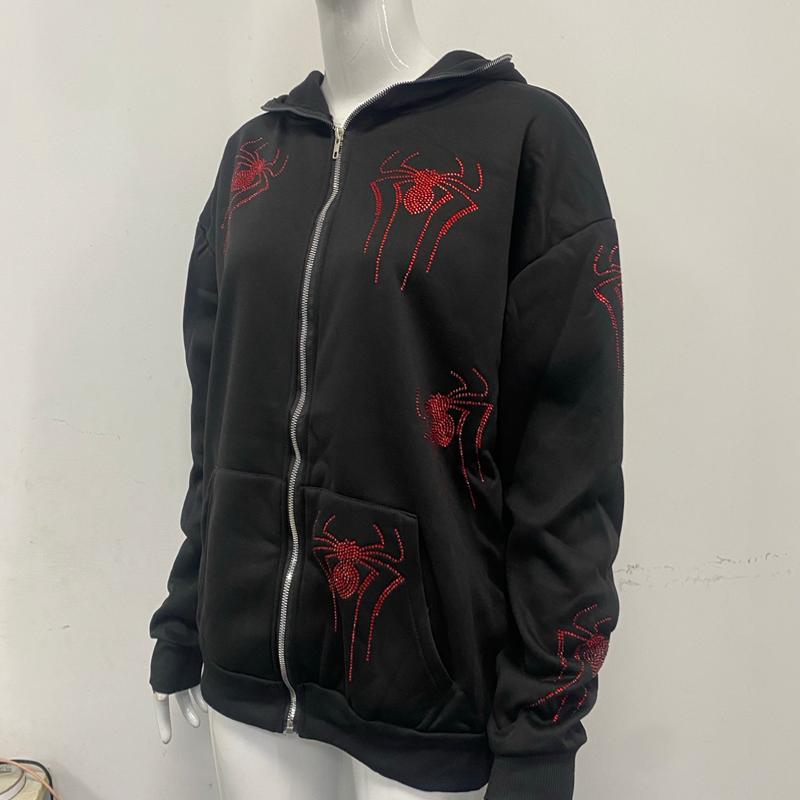 Y2K Estetiska toppar Punk Sportjacka Streetwear Hip Hop Sweatshirt Grafik Oversized hoodies