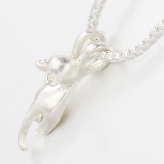 Women Silver Plated Lovely Jumping Cat Pendant Charm Princess Necklace Jewelry