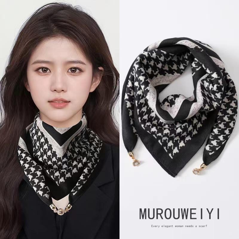 Women's Magnetic Triangle Neck Protection Scarf - Cotton & Linen High-End Square Scarf for Autumn/Winter