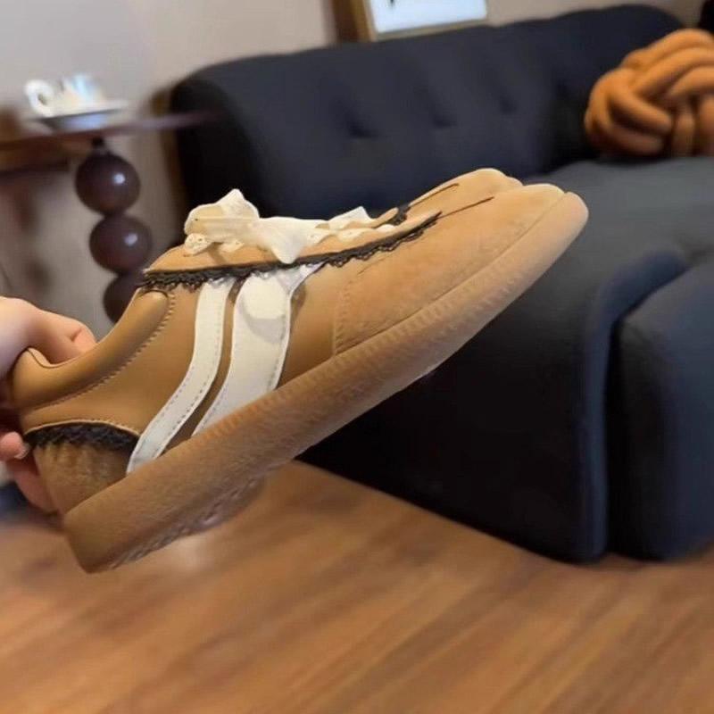 Design Sensation Lace-Up German Training Shoes Women's 2025 Spring Summer New Style Small Size Agan Casual German Trainer Shoes