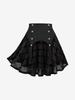 Rosegal Plus Size Silver Flocking Plaid Button Skirt