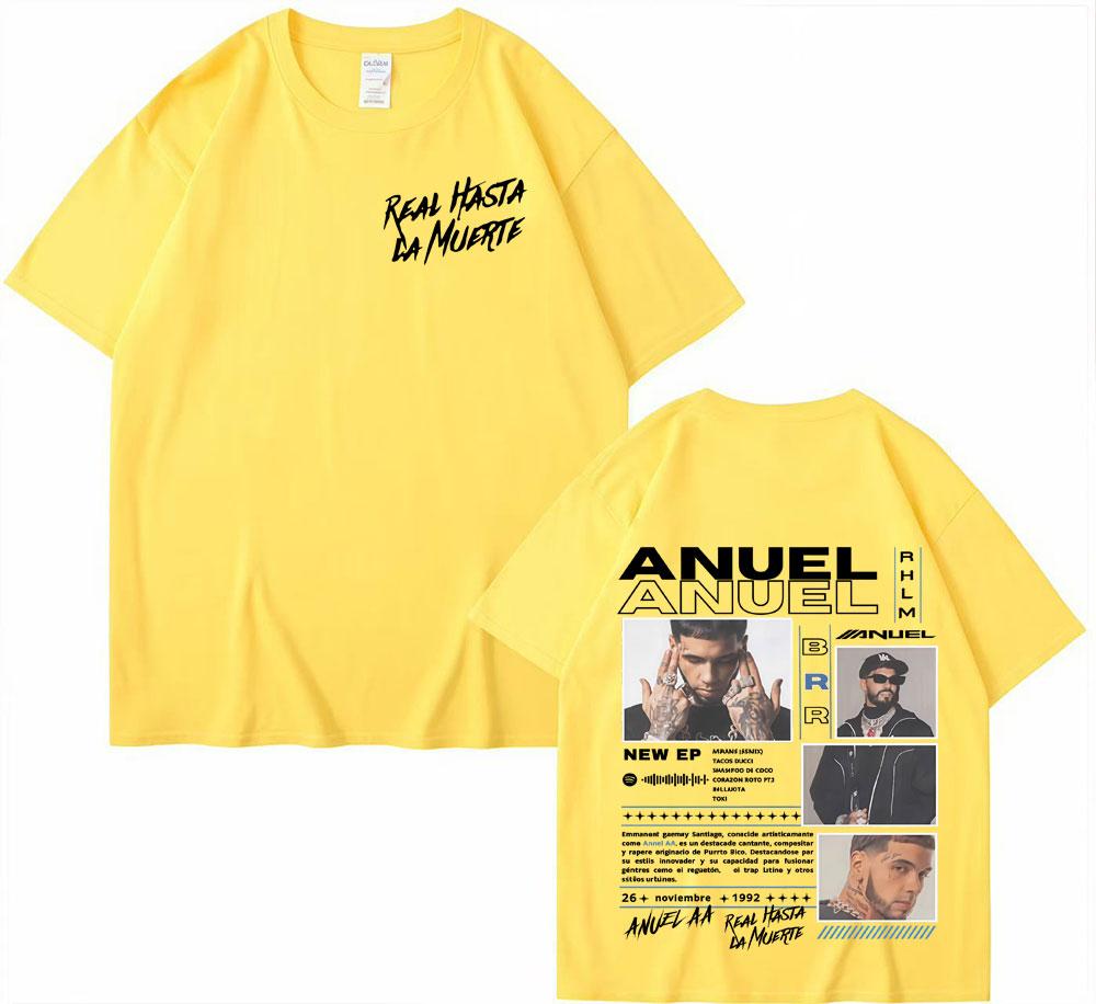 Rapper Anuel AA Real Hasta La Muerte Tour 2025 Cover T Shirt Unisex Hip Hop Tshirt Tops Short Sleeve Oversized T Shirts Streetwear