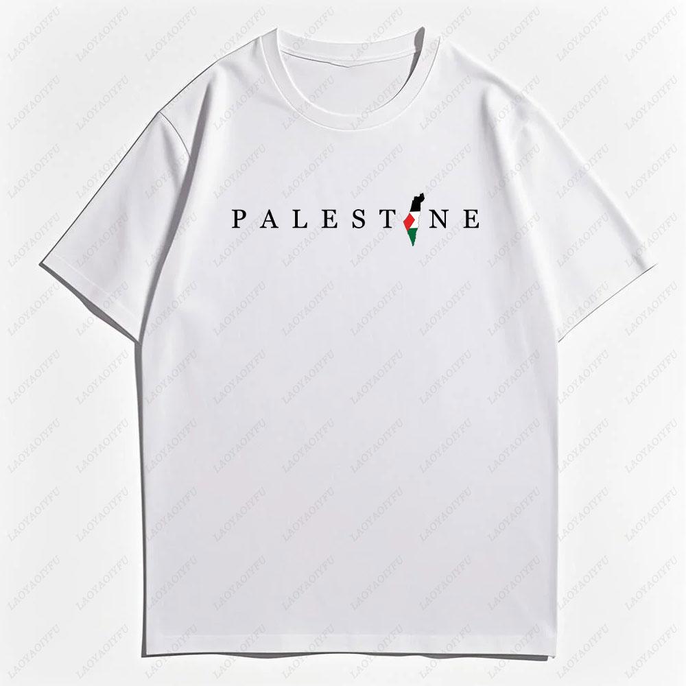 Maglietta Palestina Cotone Vintage Unisex Stile Boho Retro Streetwear Casual Vestibilità Larga Uomo Donna Abbigliamento Uomo T-Shirt Top