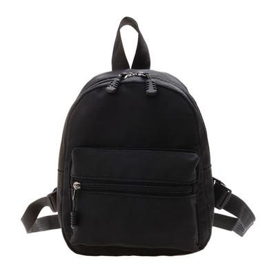 Women Solid Color Backpack School Nylon Mini Rucksack (Black) KTY