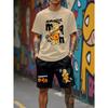 2026 Summer New Graphic Men's Suit High Street Top and Shorts Comfortable, Soft, Breathable, Lightweight and Quick Dry Sweat