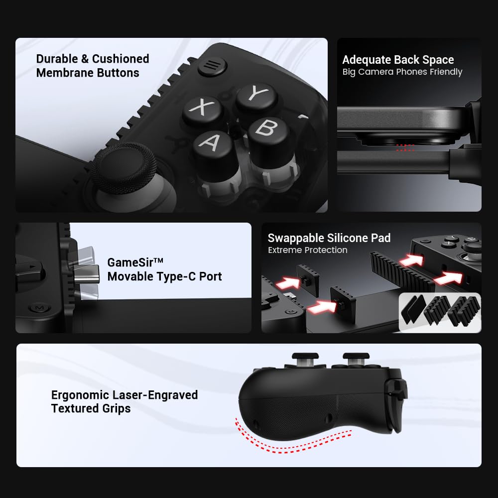 Per GameSir X5 Lite Controller per Giochi Mobili per Android e Joystick a Effetto Hall, Controller per Telefono Leggero ed Ergonomico