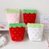Portable Multifunctial Storage Bag, Vertical Student Pencil Case, Cute Strawberry Plush Makeup Bag, High-value Coin Purse