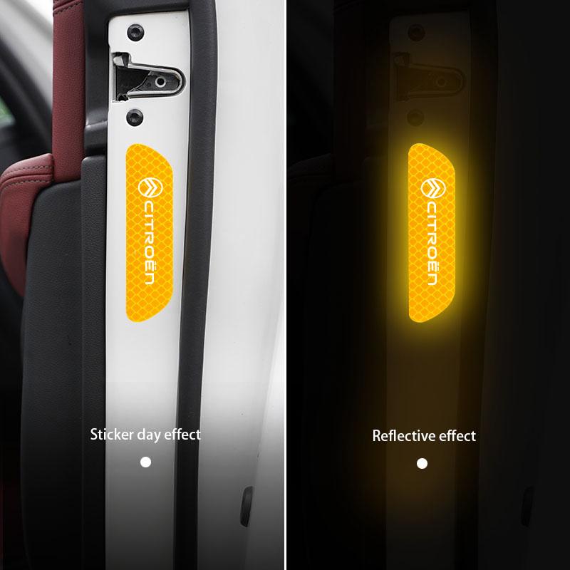 AAMN1 4 szt. Naklejka na drzwi samochodu Ostrzeżenie bezpieczeństwa Odblaskowy znak Dla Citroen Picasso Jumper Cactus Saxo Jumpy C8 C-Elysee C15 C4L CelyseeC6