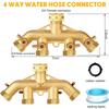 4Way Heavy Duty Brass Garden Hose Splitter Coupling Adapter Efficient Water Control Irrigation Watering Tap Tool Accessories