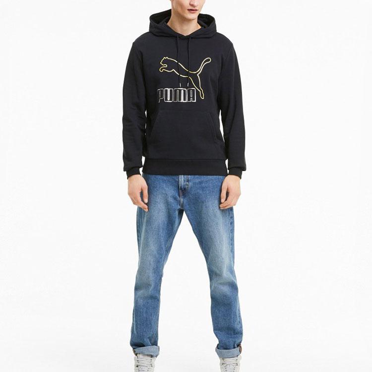 Puma Løs Casual Print Snøring Hettegenser Herre Topper Svart 599300-56