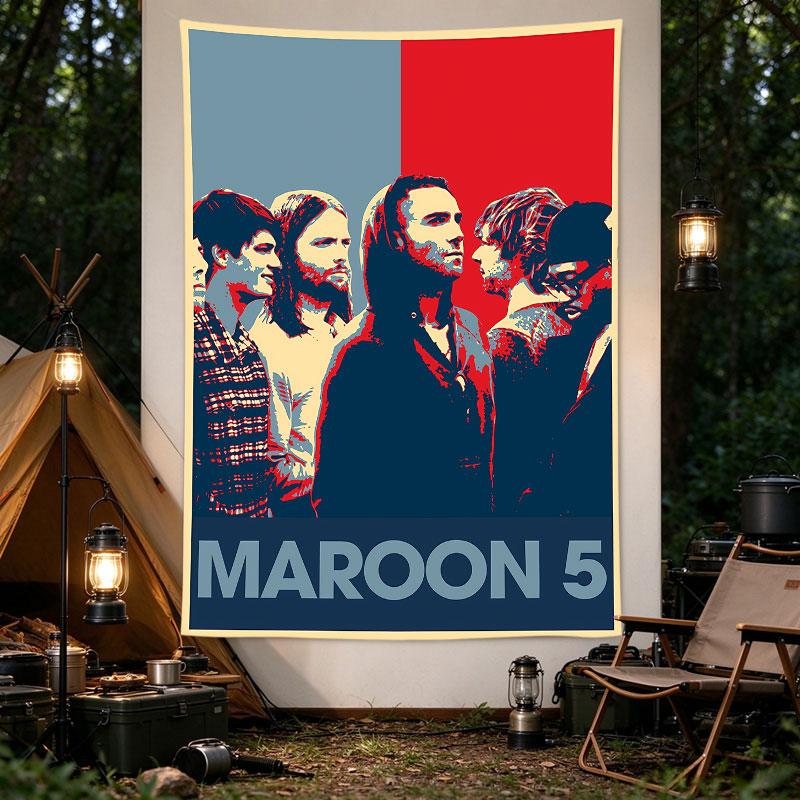 Maroon 5 Band Retro Red Blue Pop Art Concert Poster