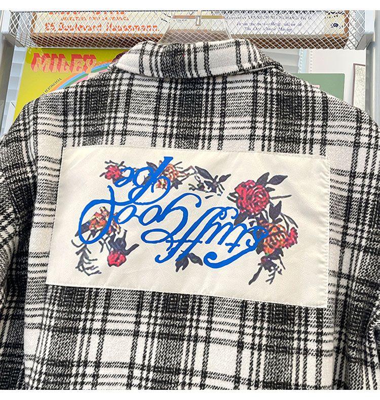 Kariertes Gebürstetes Damenhemd Umlegekragen mit Tasche Knopfhemden Klassisch Herbst Damen Basic Lässig Patch Bluse Top