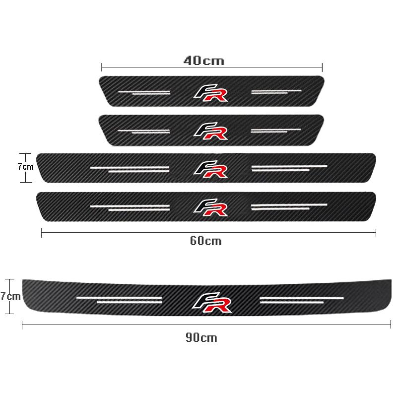 Koolstofvezel Auto Deurlijst Stickers Voor Seat Leon FR+ Cupra Ibiza Altea Exeo Formula Racing Achterklep Bumper Beschermers Stickers