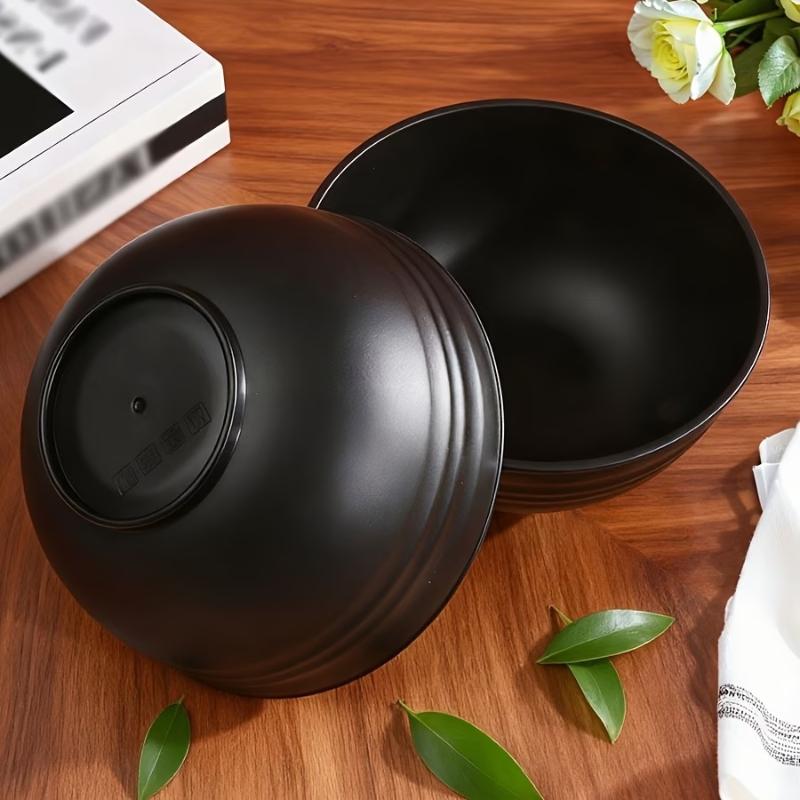 4/6/8Pcs Black Unbreakable Plastic Bowls Fruit Salad Bowl Microwave Dishwasher Safe Home Kitchen Daily Use