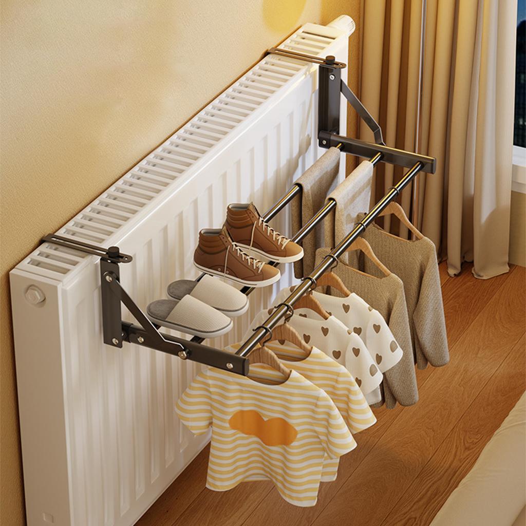 Space Saving Hangers Thicken Folding Shoes Storage Rack Adjustable Retractable Clothes Dryer for Laundry Room Organization
