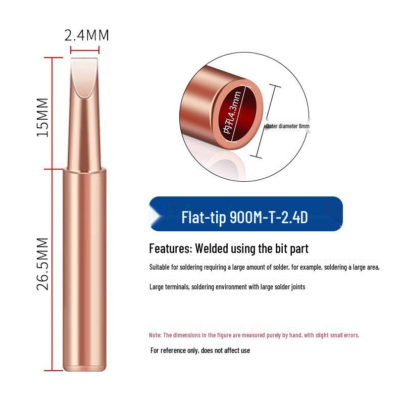 5-Piece Pure Copper Non-Magnetic Soldering Iron Tips for 936 Model