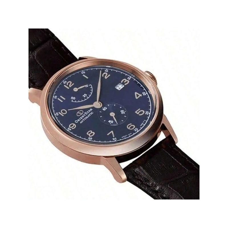 Classic Automatic Mechanical Watch, Genuine Leather Strap, Blue Dial, Men's Watch, Item Number: RE-AW0005L00B