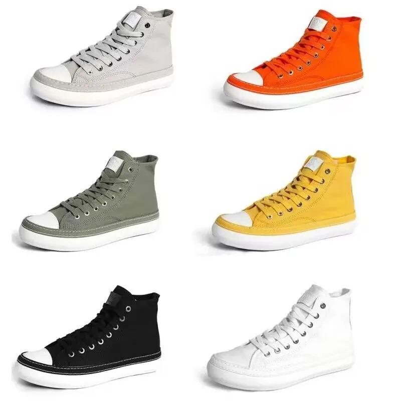 Mode Unisex Segeltuchstiefel Herren Sneaker Übergröße Damen Vulkanisierte Segeltuchschuhe Hoch Orange Freizeit-Schuhe Schwarz