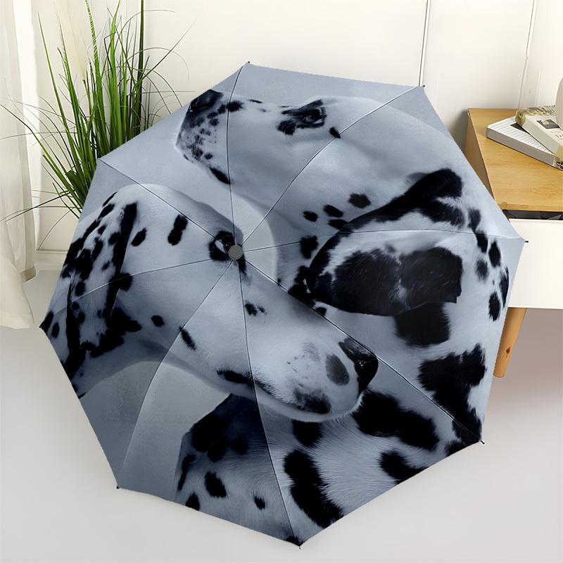 1pc Dalmatian Automatic Open/Close Umbrella 8-Rib Strong Frame, Portable Travel Umbrella for Women & Men, Birthday Gift Parties 023