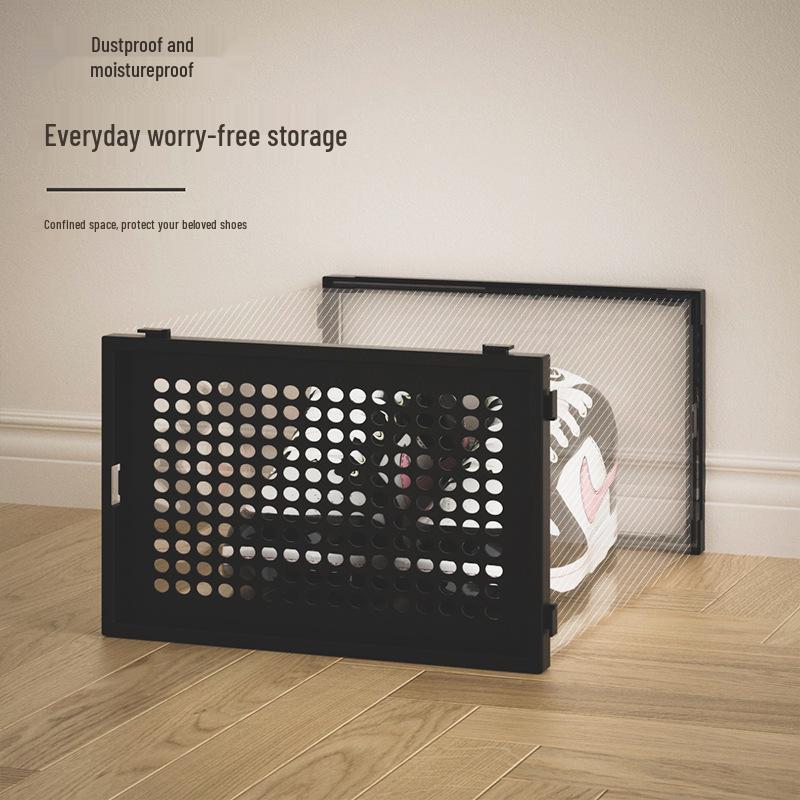 Stackable Transparent Shoe Storage Box - Plastic Dustproof Cabinet for Basketball Shoes