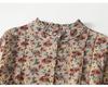 2026 Spring Retro Floral Midi Dress with Ruffle Collar and Tie Waist