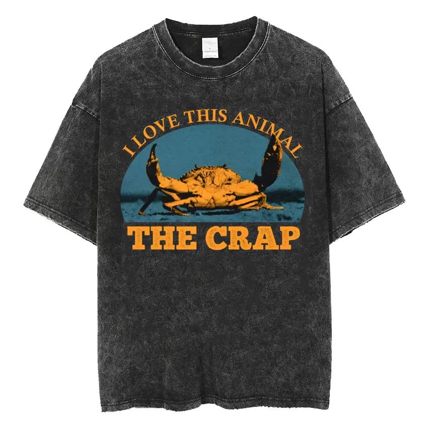 Amare Box No Thoughts Head Empty Japanese T-shirt Funny Capybara Vintage Washed T Shirt Men Women Casual Loose Short Sleeve Tees