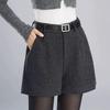 Women's Woolen Wide-Leg Bootcut Shorts, High-Waisted Slimming, Thickened for Autumn/Winter 2025.