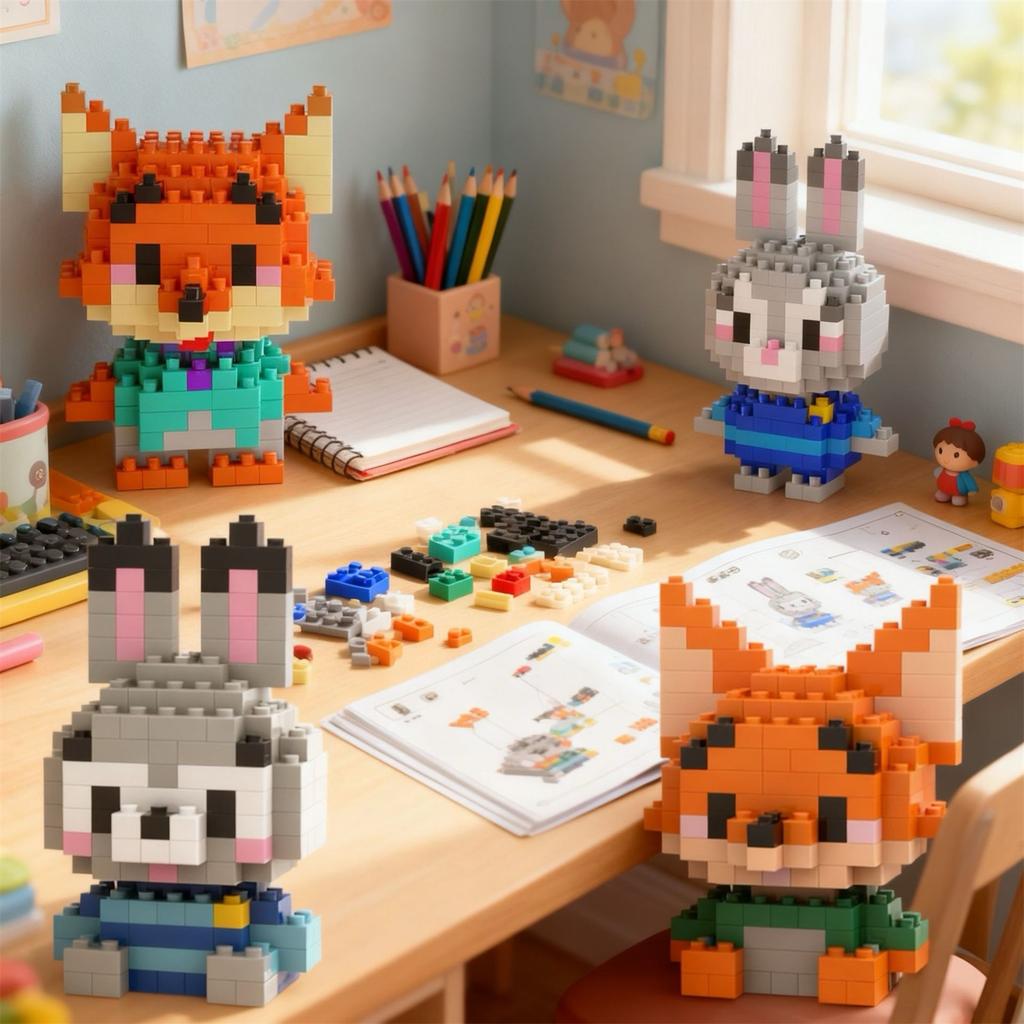 Mini-Bausteinspielzeug, Niedliche Charaktere, Pädagogische Puzzles, Geeignet für Kinder und Erwachsene, Kreative Geburtstags-/Feiertagsgeschenke.