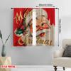 2pcs,2D plane printing Curtain Fabric Santa with Red & Green Holiday Colors Polyester Fabric (without rod) Holiday Ldeal for