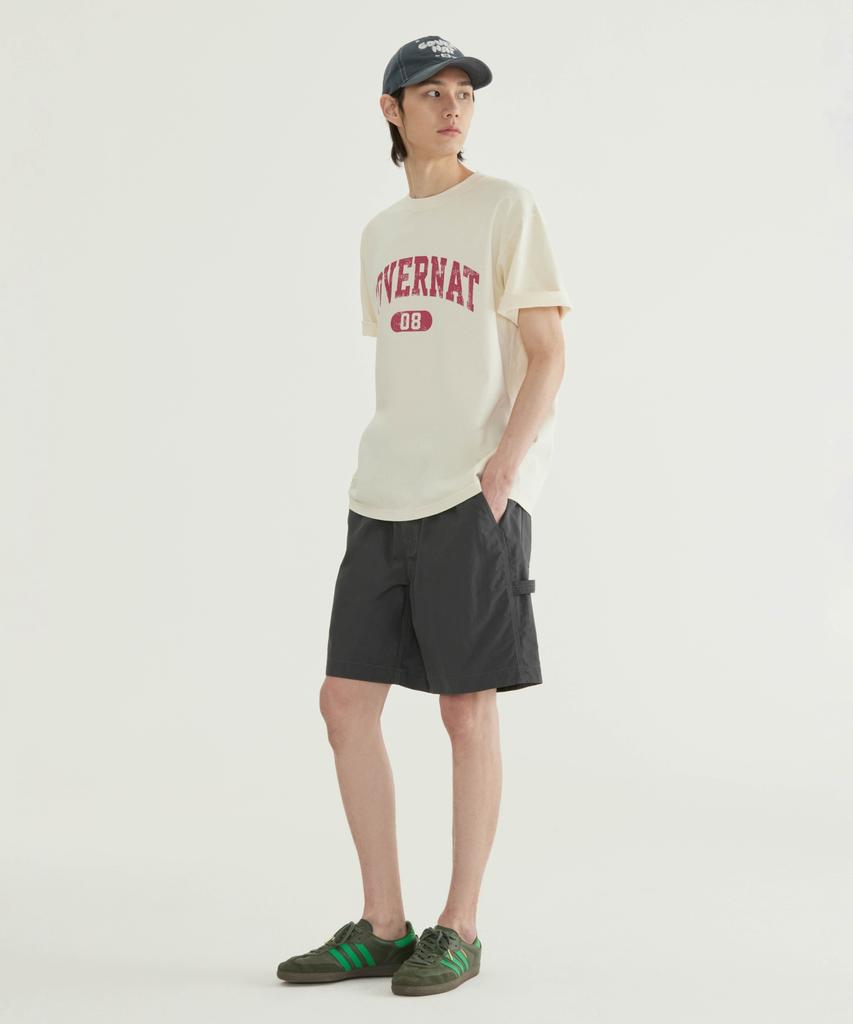 COVERNAT Cracked Arch Logo Dyed T-Shirt Charcoal
