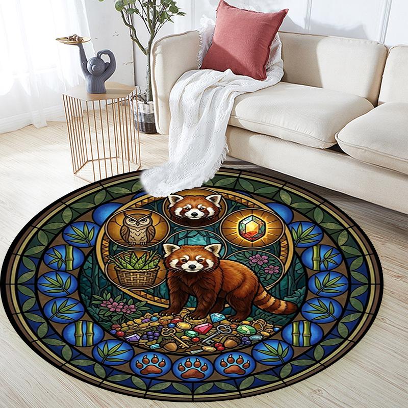 Flamingo Glass Scene Round Area Rug Under Office Chairs Bedroom Living Room Home Decor