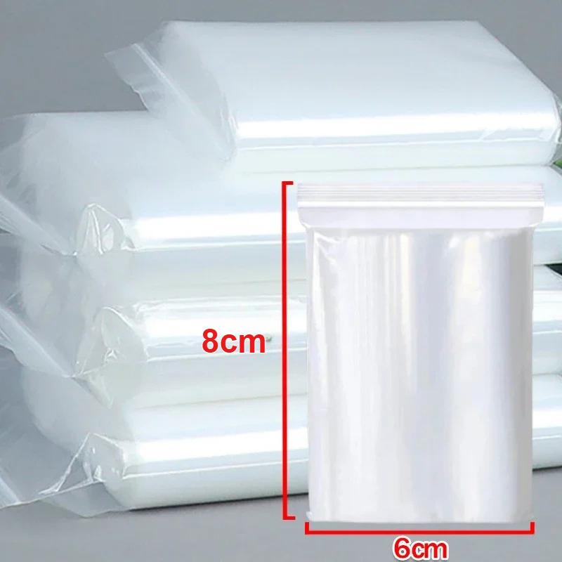 500pcs Thickened PE Zipper Self Sealing Bag, Transparent and Reusable Small Packaging, Jewelry Storage Bag, Gift Packaging Bag