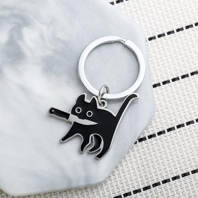 Yousheng Key Chain Cartoon Kitty Shape Stainless Key Storage Color Matching Polished Schoolbag Shoudler Bag Decoration Shoudler Bag