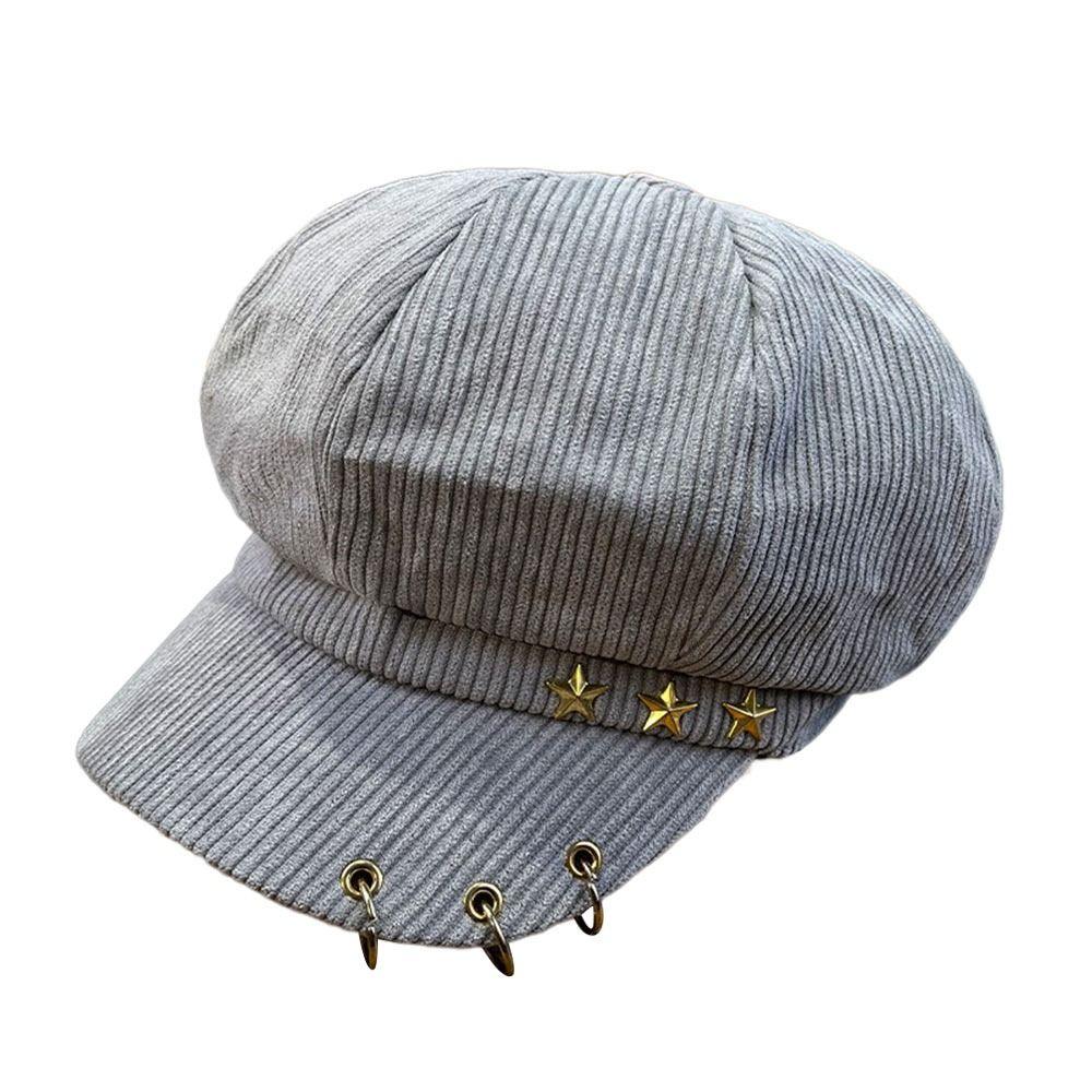 

Punk Painter s Hat Keep Warm Sun Cap Casual Newspaper Hat Autumn Winter сірий колір