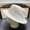 French Light Luxury Ostrich Feather Noble Wool Top Hat, Women's British Fashion Flat-top, Wide-brim Hat, Elegant Style
