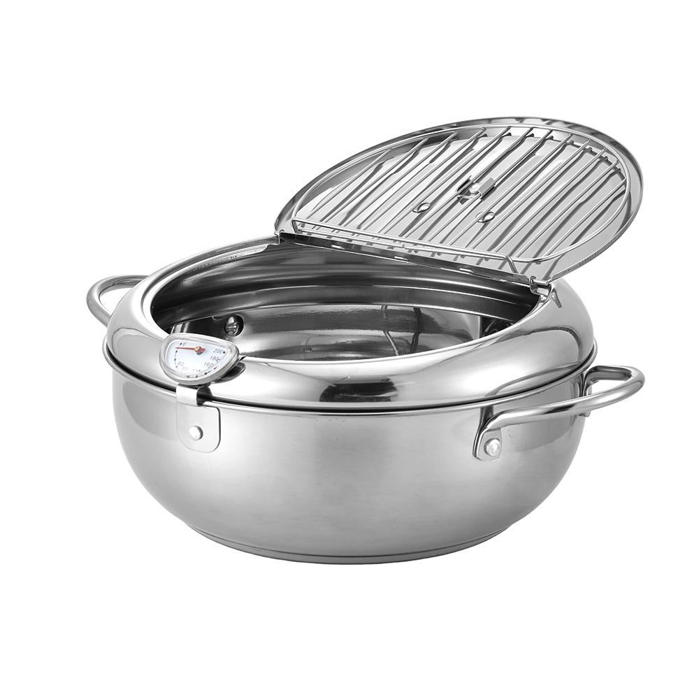 304 Stainless Steel Deep Frying Pot 3.4L Capacity 33x24.8x15CM Kitchen Cooking Fryer Pot