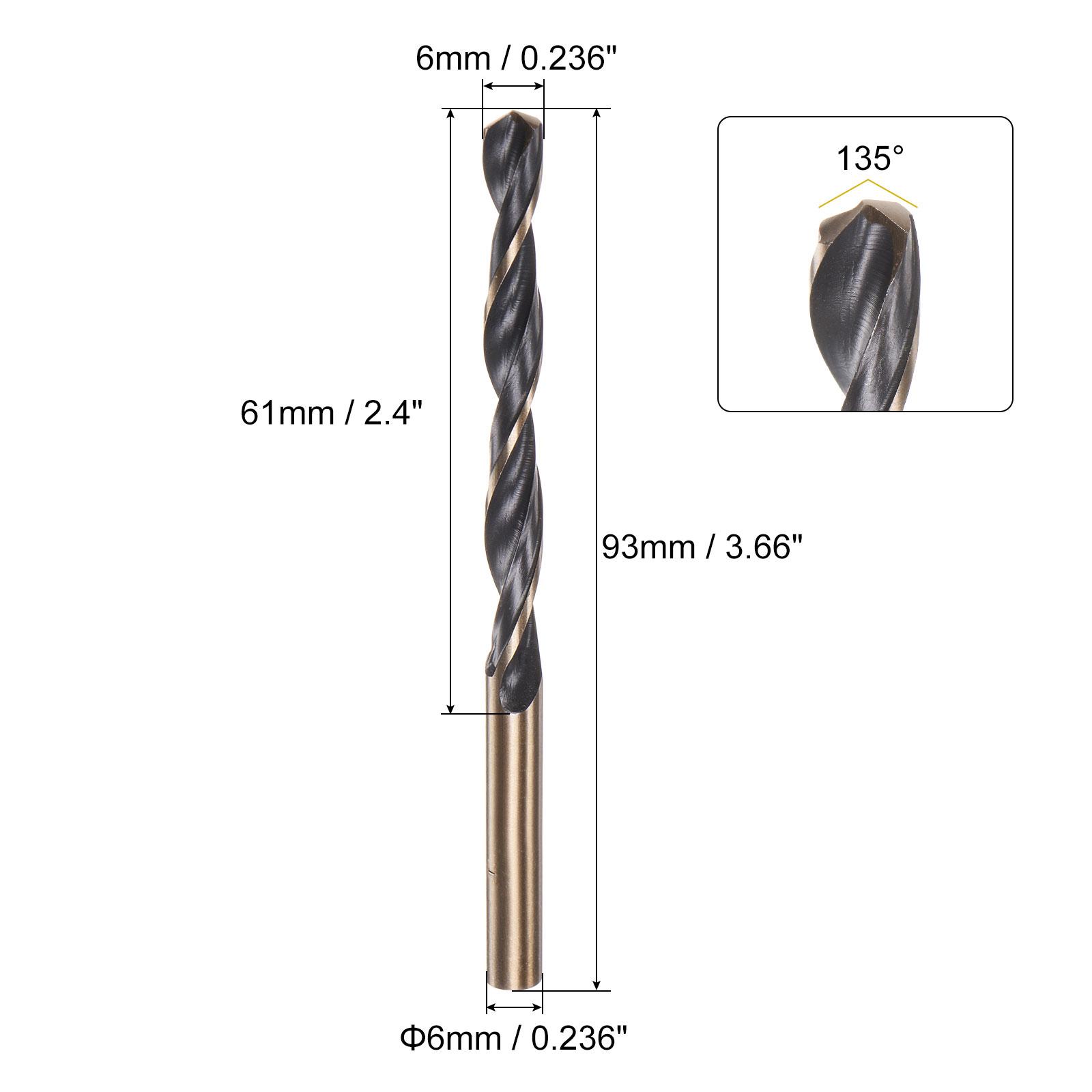 

6pcs 3/3.2/3.5/4/4.5/5/5.5/6/6.5mm Titanium Nitride Coated M2 High Speed Steel Twist Jobber Drill Bit