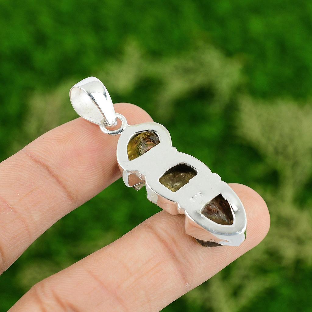 Daughters Day Deal Sterling Silver November Citrine Gemstone Bezel Boho Pendant