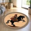 1 Piece Ancient Greek Warrior Round Rug Suitable For Living Room Bedroom And Kitchen Home Decoration Room Decoration Gift For Friends And Family