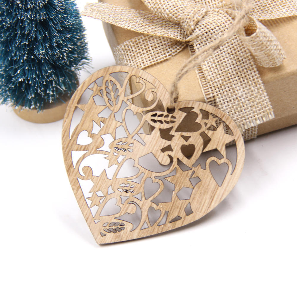10PCS DIY Christmas Snowflakes&Deer&Tree Wooden Pendants Ornaments  Christmas Party Decorations Xmas Tree Ornaments Kids Gifts